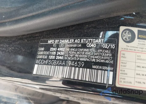 2010 Mercedes-Benz E 350 from USA, damaged, VIN WDDHF5GBXAA194639